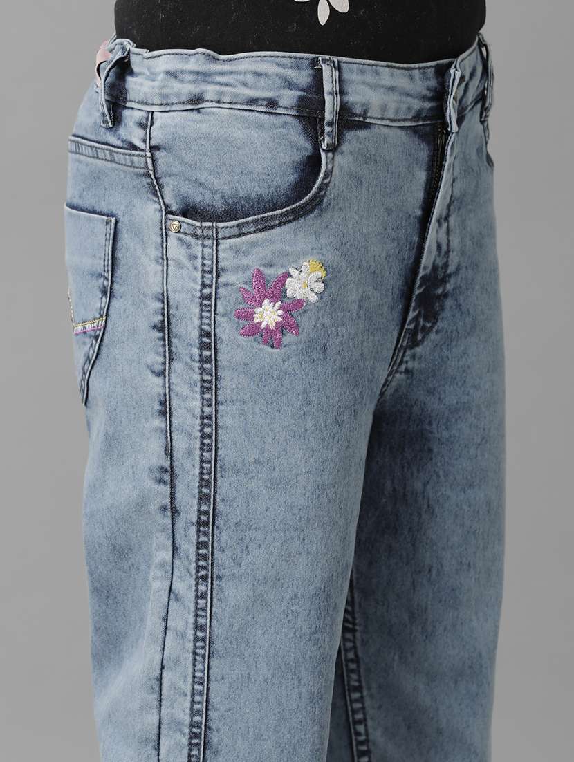 girls solid mid rise slim fit jean - 22071244 - Standard Image - 3