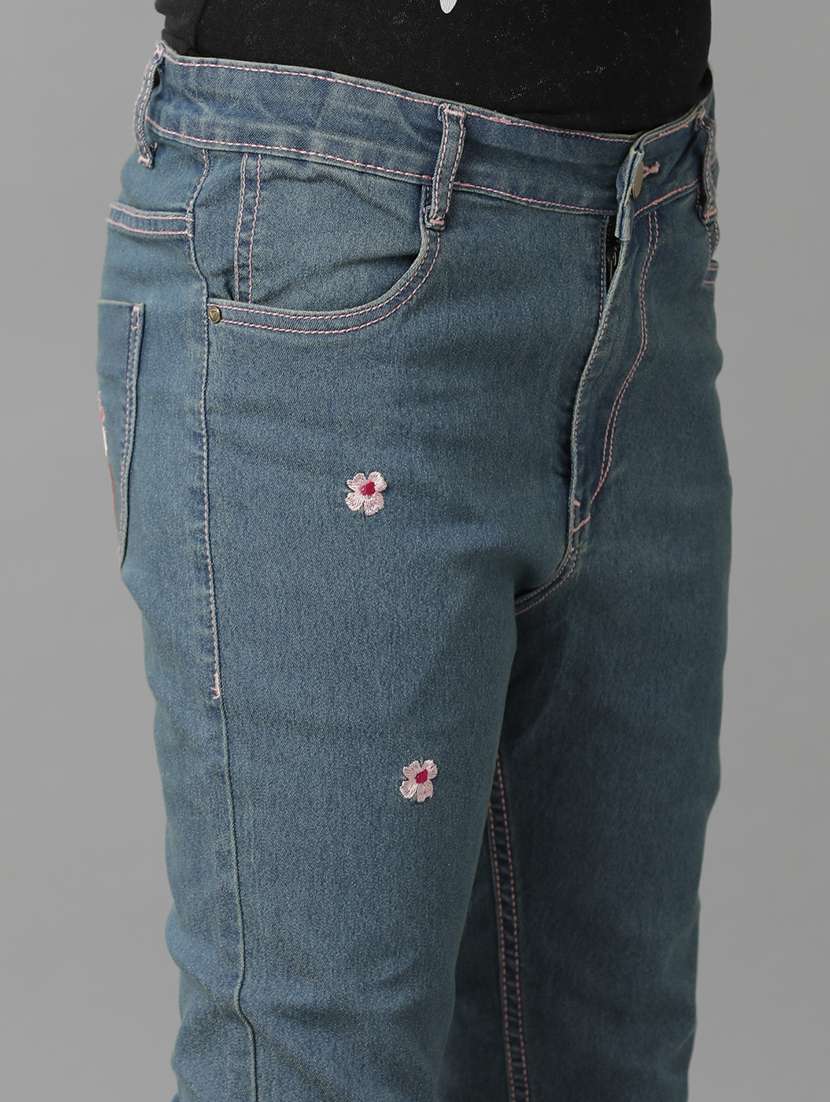 girls solid mid rise slim fit jean - 22071248 - Standard Image - 3