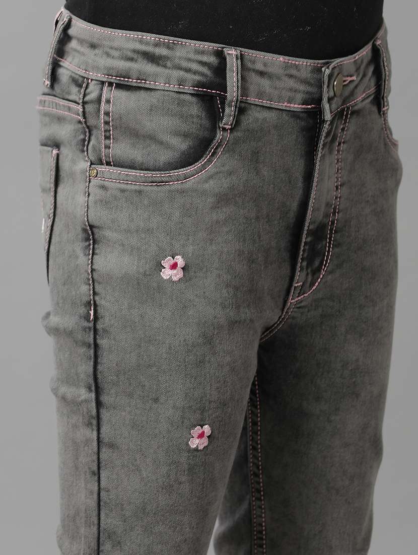 girls solid mid rise slim fit jean - 22071249 - Standard Image - 3