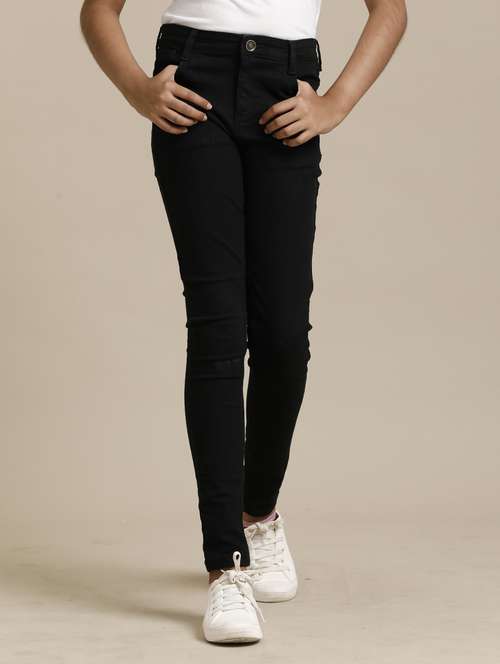 girls solid mid rise slim fit jean - 22071250 -  Standard Image - 0