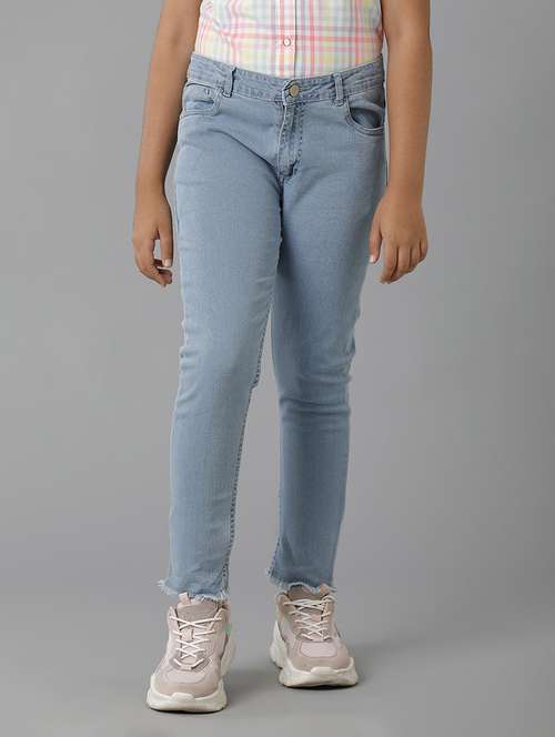 girls solid mid rise slim fit jean - 22071267 - Standard Image - 0