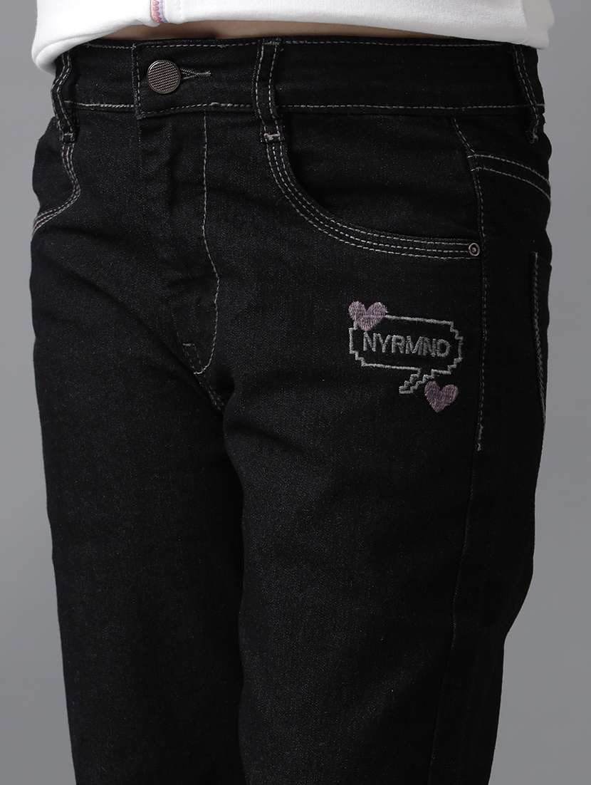 girls solid mid rise baggy fit jean - 22071269 -  Standard Image - 3