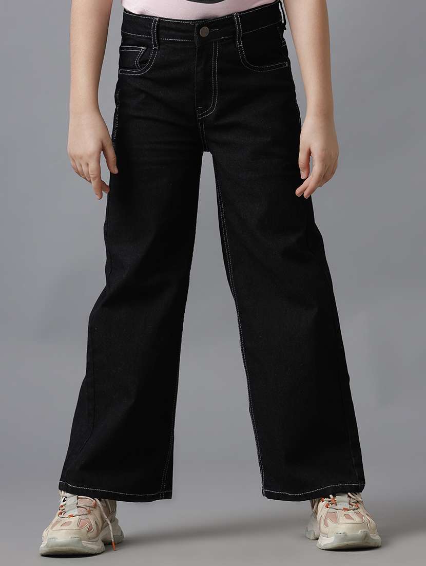 girls solid mid rise wide leg jeans - 22071270 - Zoom Image - 0