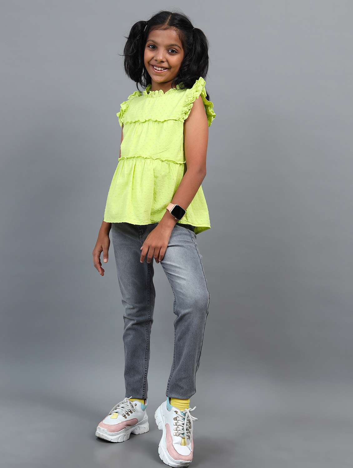 girls solid mid rise slim fit jean - 22071273 -  Standard Image - 3