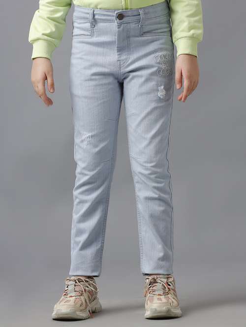 girls solid mid rise slim fit jean - 22071279 - Standard Image - 0