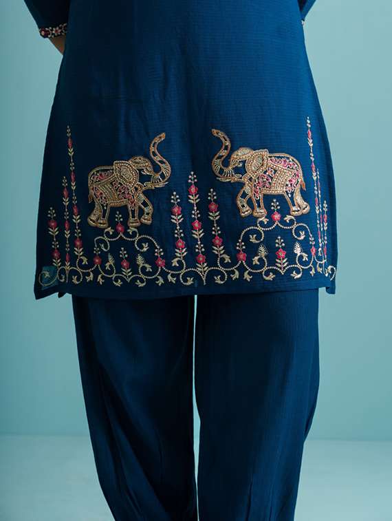 women embroidered three quarter sleeve kurta salwar set - 22071293 - Standard Image - 5