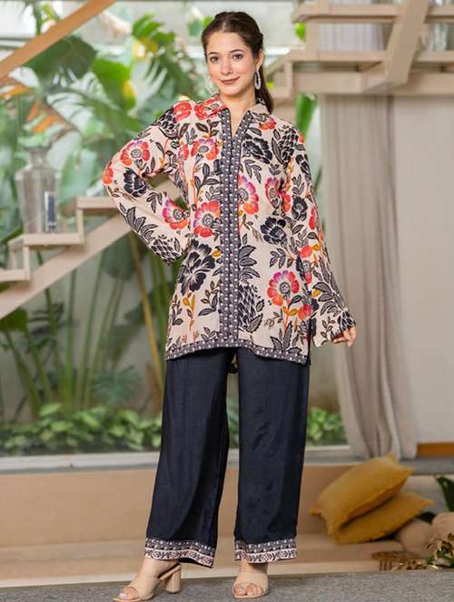 women printed long sleeve ethnic co-ord set - 22071296 -  Standard Image - 0