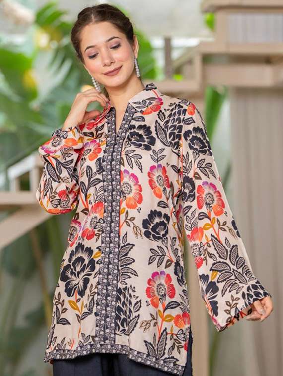 women printed long sleeve ethnic co-ord set - 22071296 - Standard Image - 5