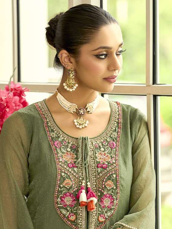 women embroidered long sleeve kurta pant set - 22071302 - Standard Image - 3