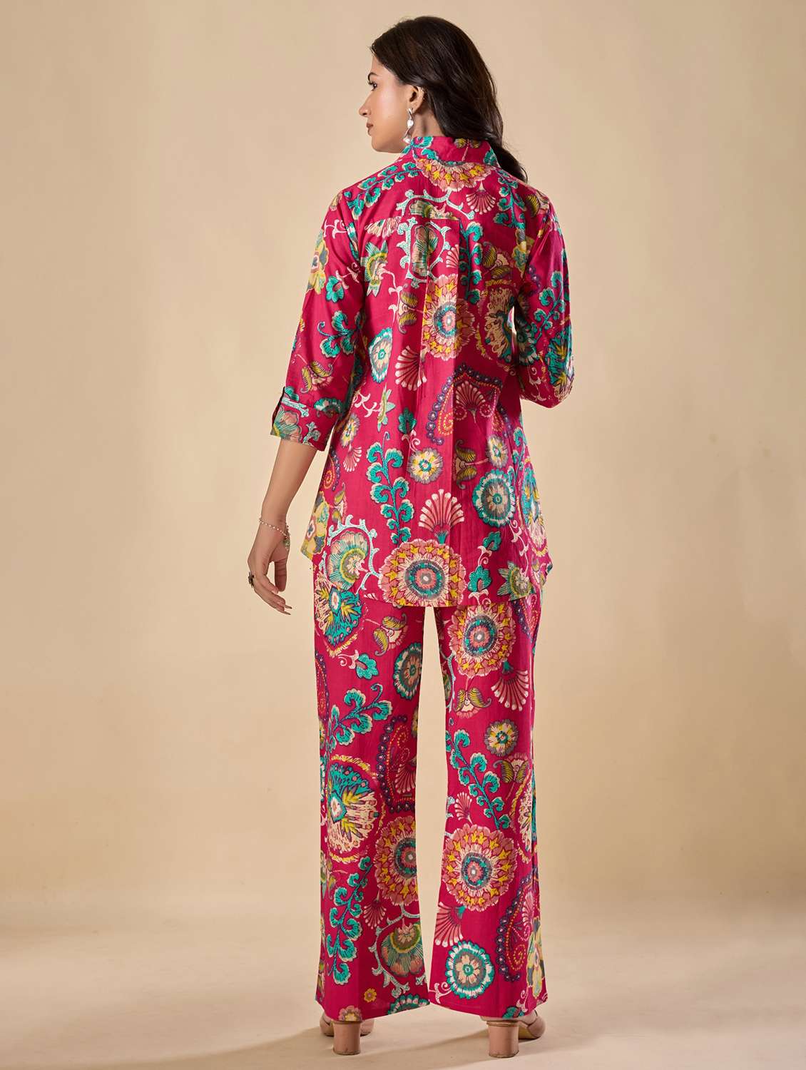 women floral three quarter sleeve ethnic co-ord set - 22071336 - Standard Image - 5