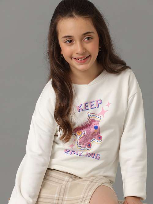 girls printed round neck long sleeve sweatshirt - 22071363 -  Standard Image - 0