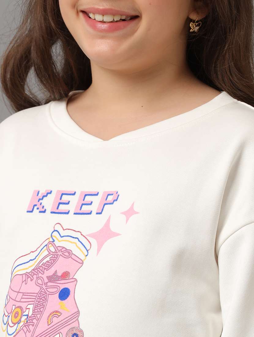 girls printed round neck long sleeve sweatshirt - 22071363 -  Standard Image - 5