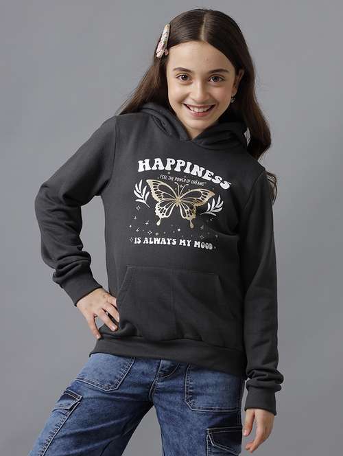 girls printed long sleeve hooded sweatshirt - 22071365 -  Standard Image - 0