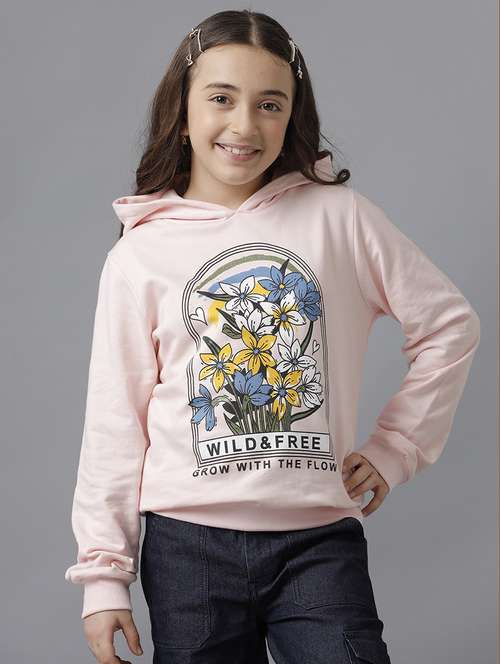 girls printed long sleeve hooded sweatshirt - 22071368 -  Standard Image - 0