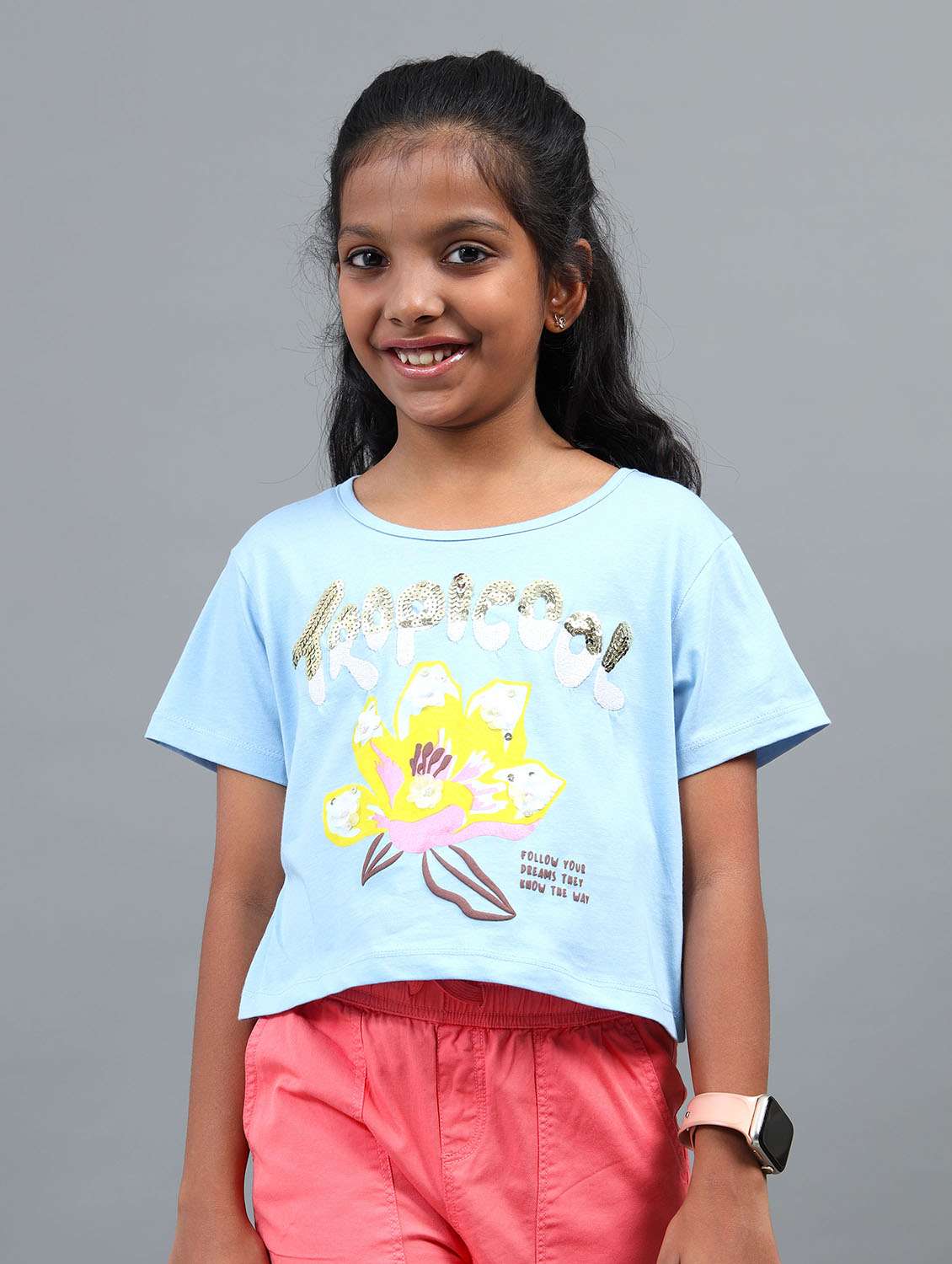 girls printed short sleeve regular fit tee