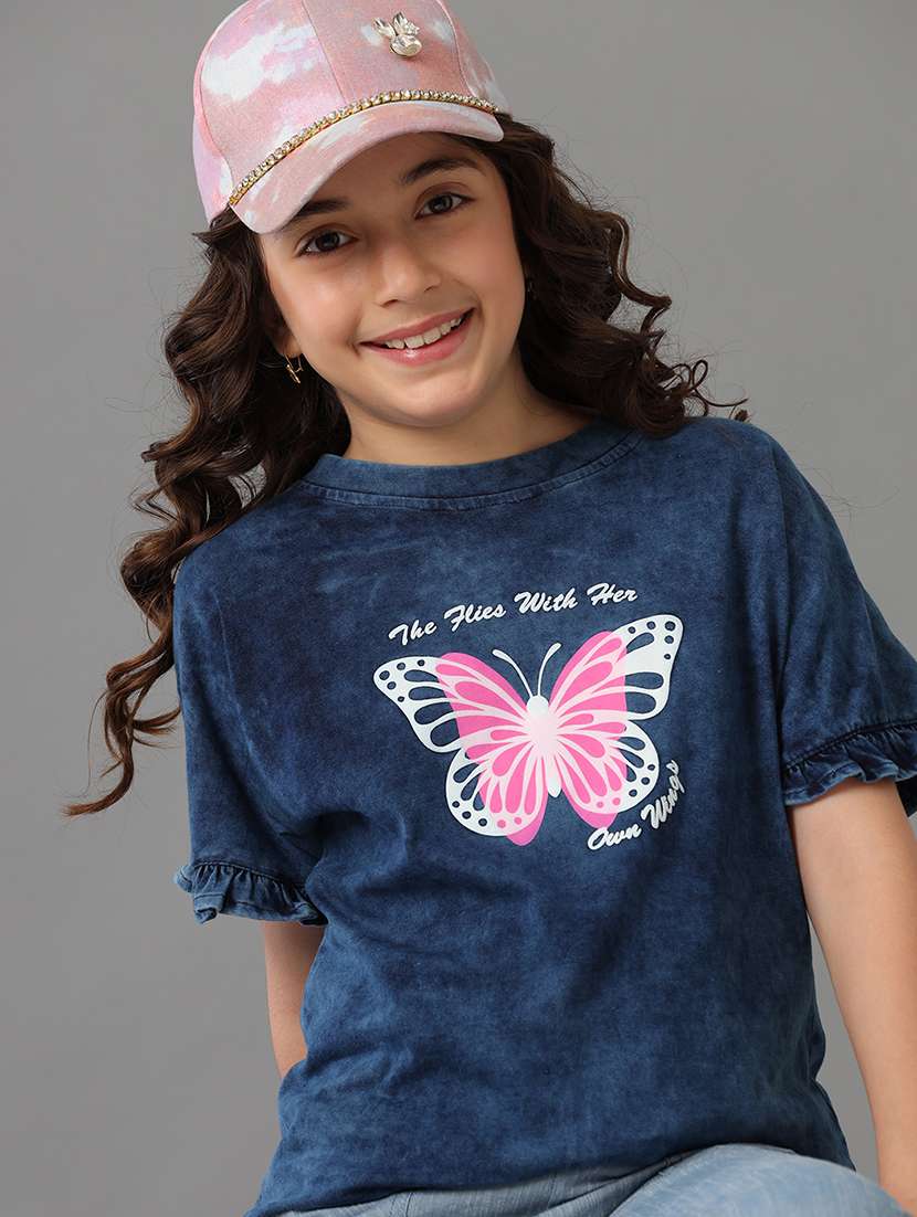 girls printed short sleeve regular fit tee
