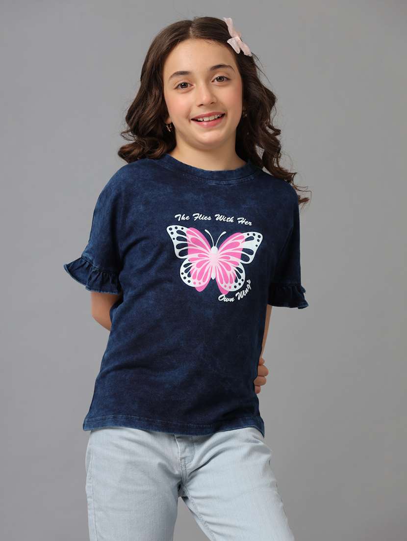 girls printed short sleeve regular fit tee