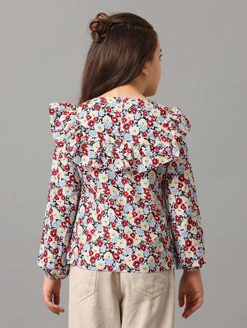 girls printed round neck top - 22071460 -  Standard Image - 3