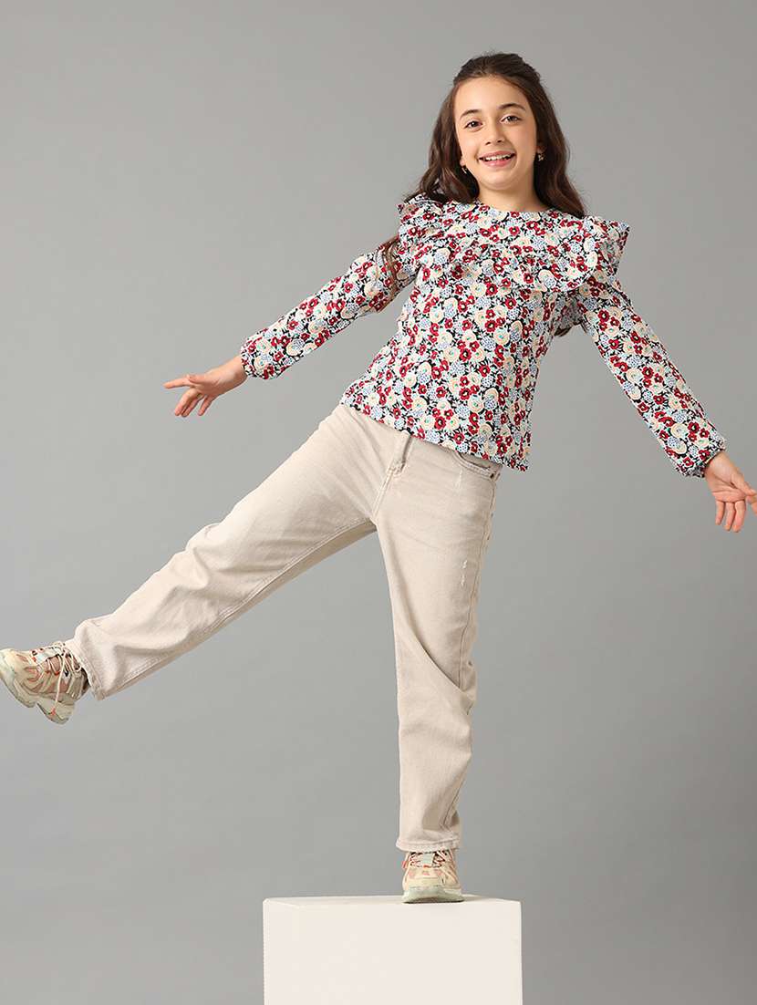 girls printed round neck top - 22071460 -  Standard Image - 5