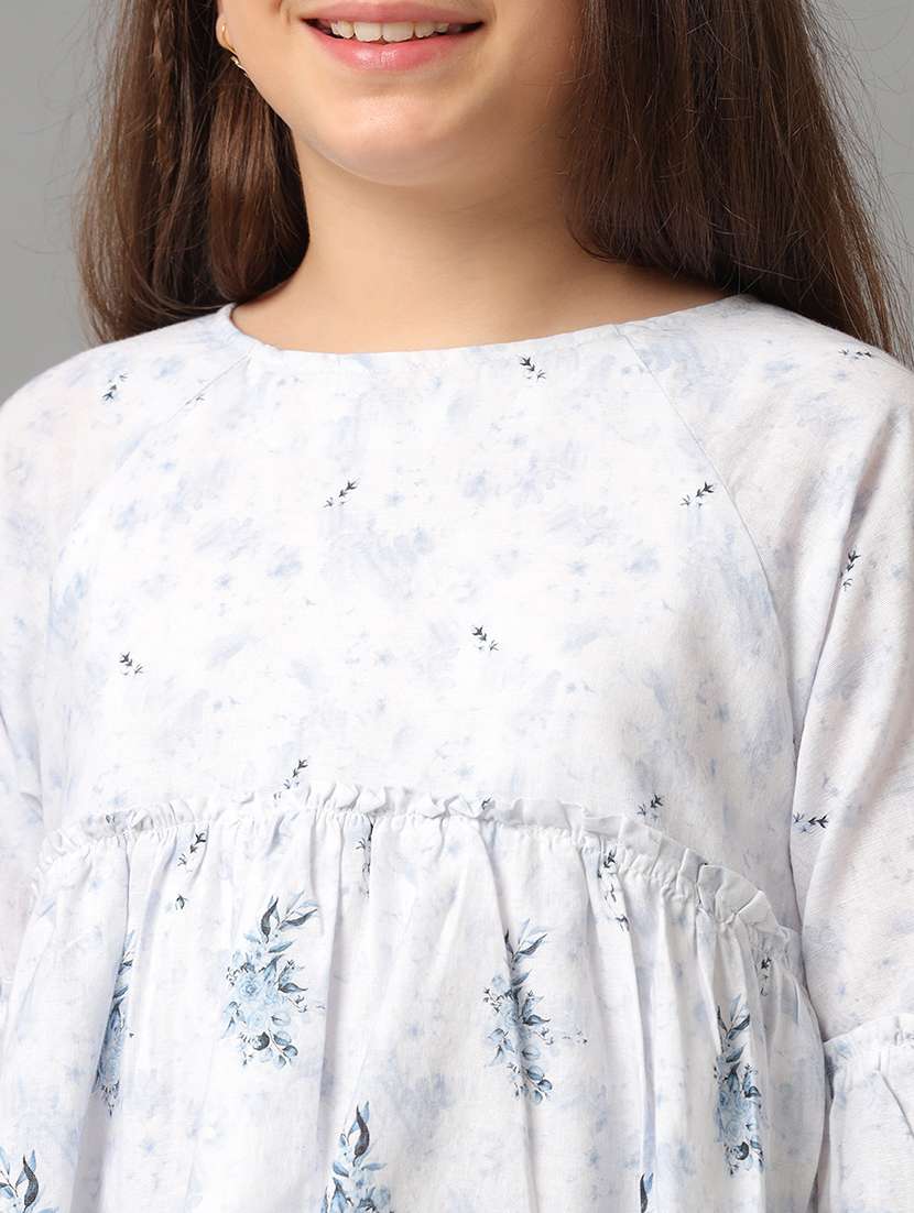 girls printed round neck peplum top - 22071462 - Standard Image - 5