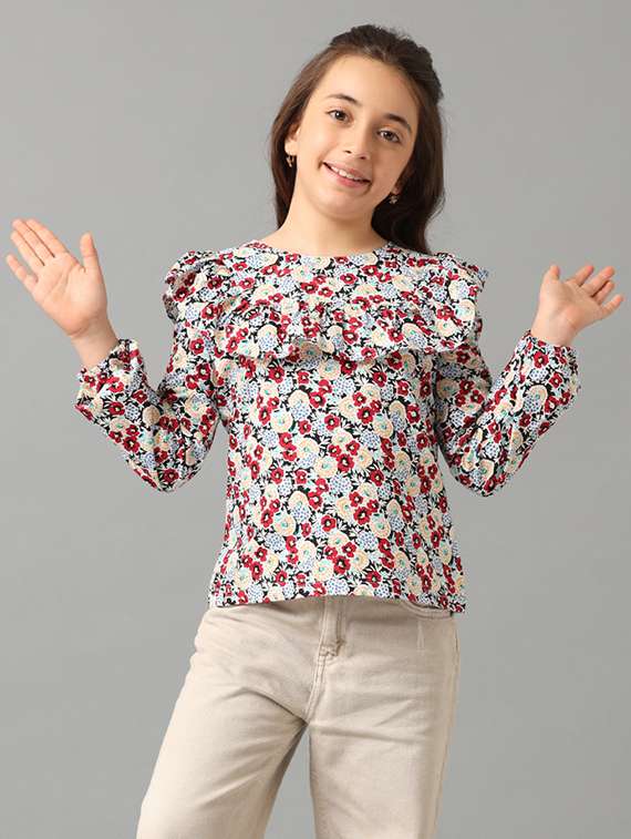 girls printed round neck top - 22071470 -  Zoom Image - 0