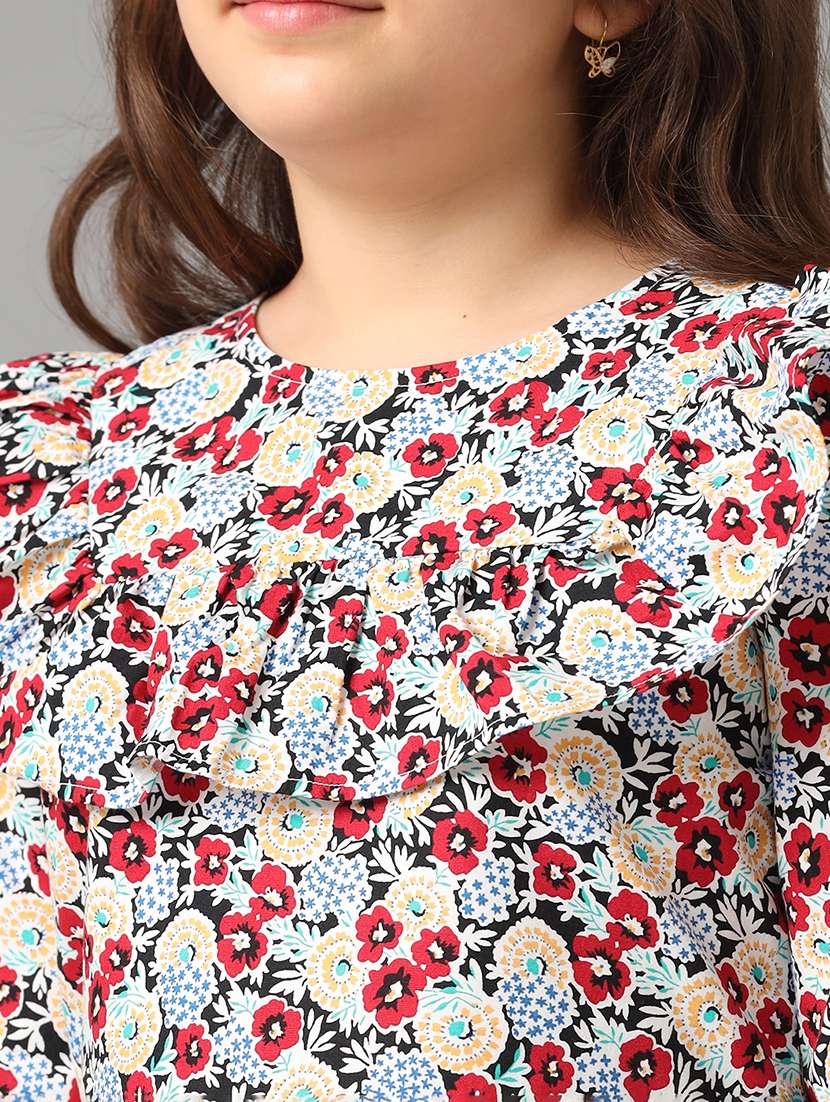 girls printed round neck top - 22071470 -  Standard Image - 3