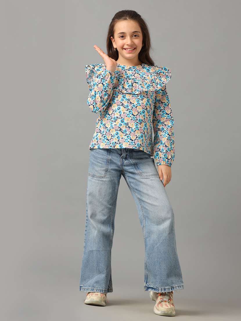 girls printed round neck top - 22071471 -  Standard Image - 3