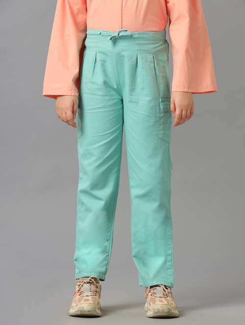 girls solid mid rise regular fit cargo - 22071491 - Standard Image - 0