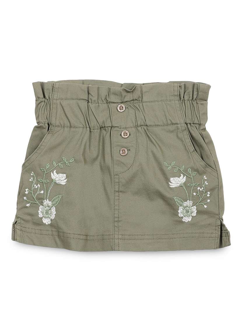 girls embrloidered mid rise skirt