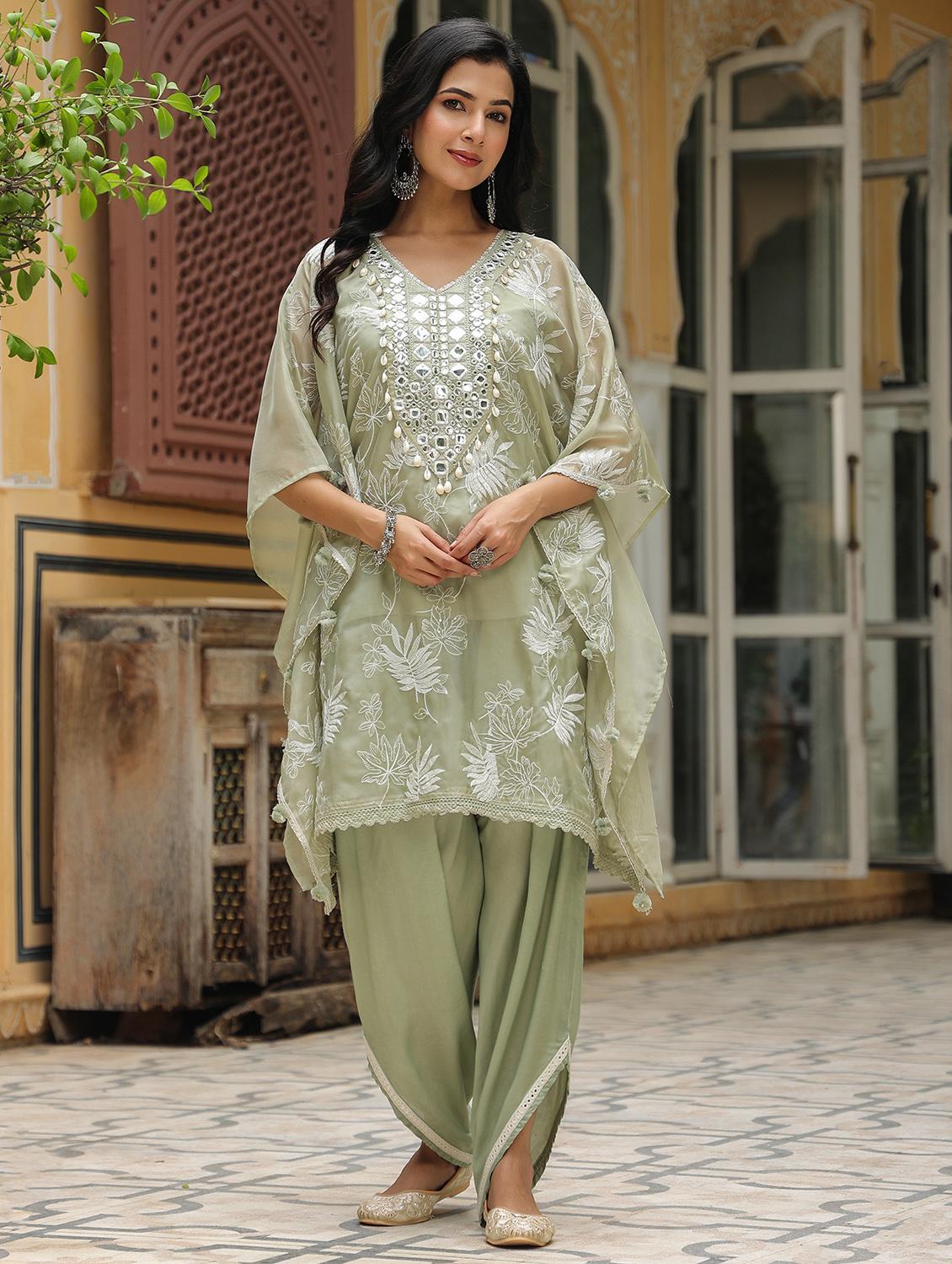 women embroidered kaftan and dhoti set - 22071567 -  Zoom Image - 0