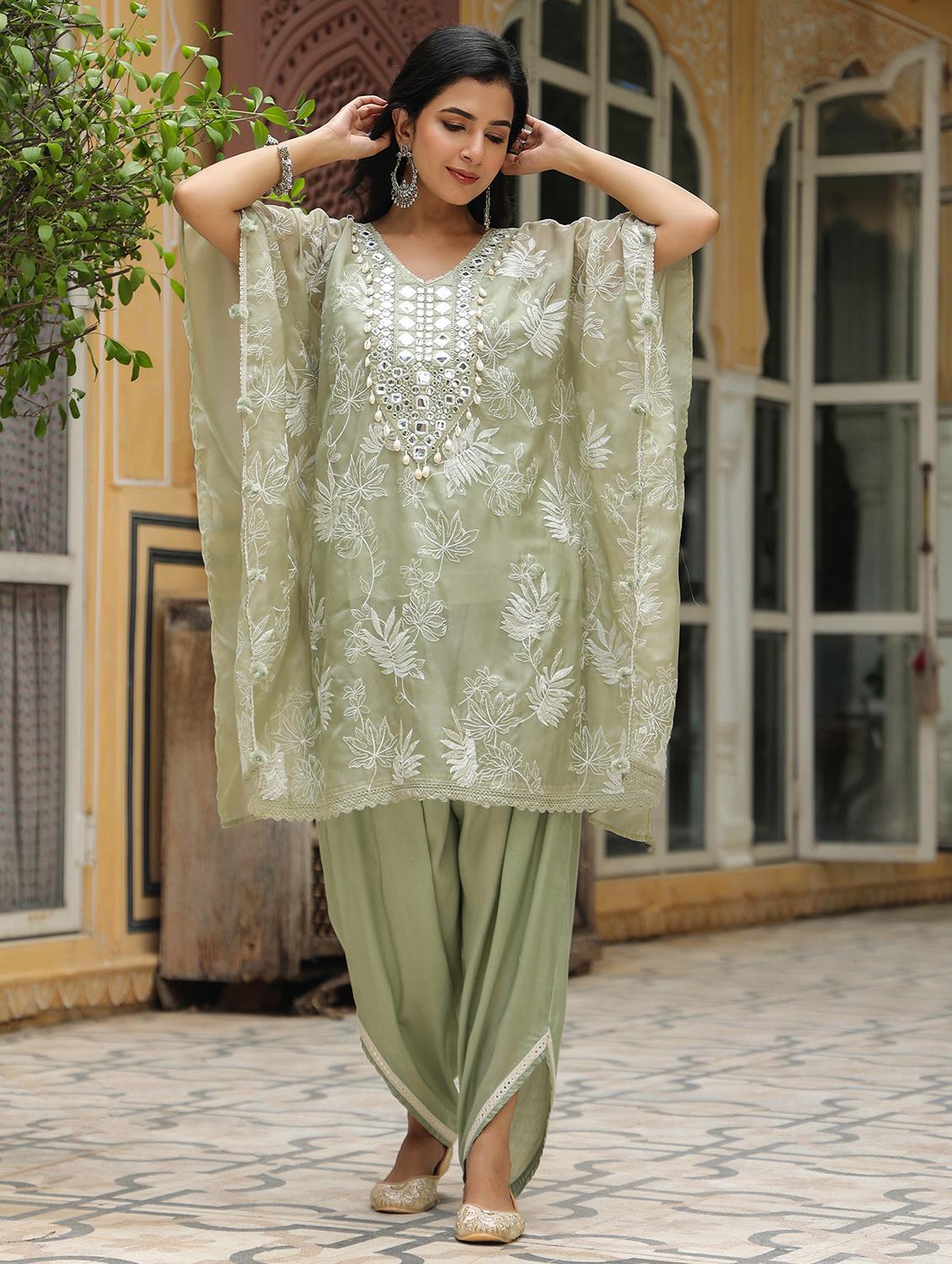 women embroidered kaftan and dhoti set - 22071567 - Standard Image - 5