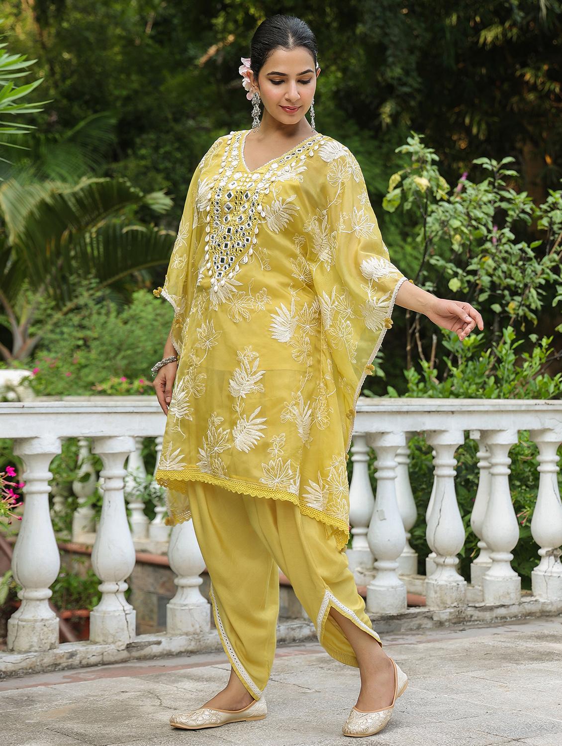 women embroidered kaftan and dhoti set - 22071568 - Standard Image - 3