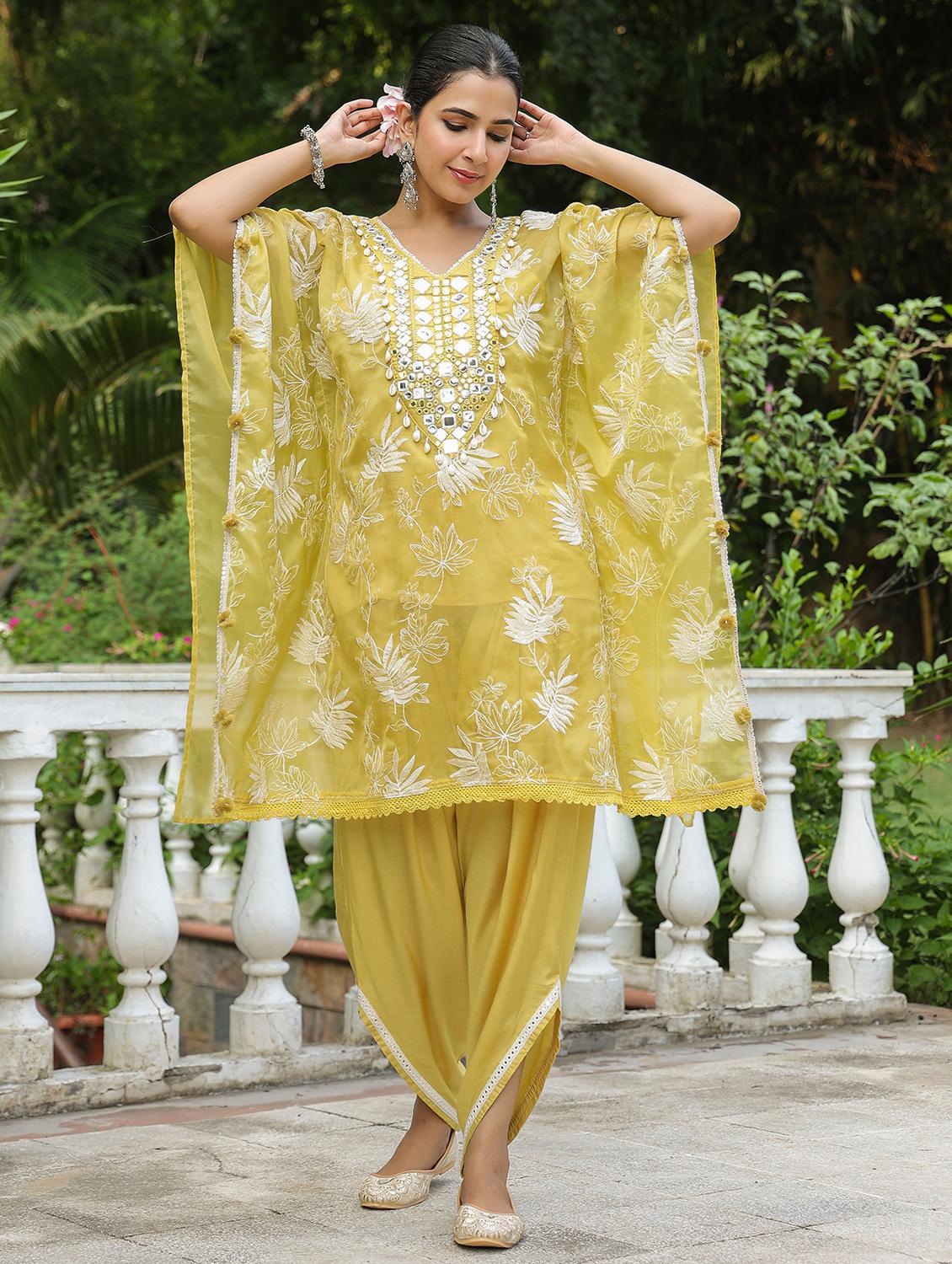 women embroidered kaftan and dhoti set - 22071568 - Standard Image - 5