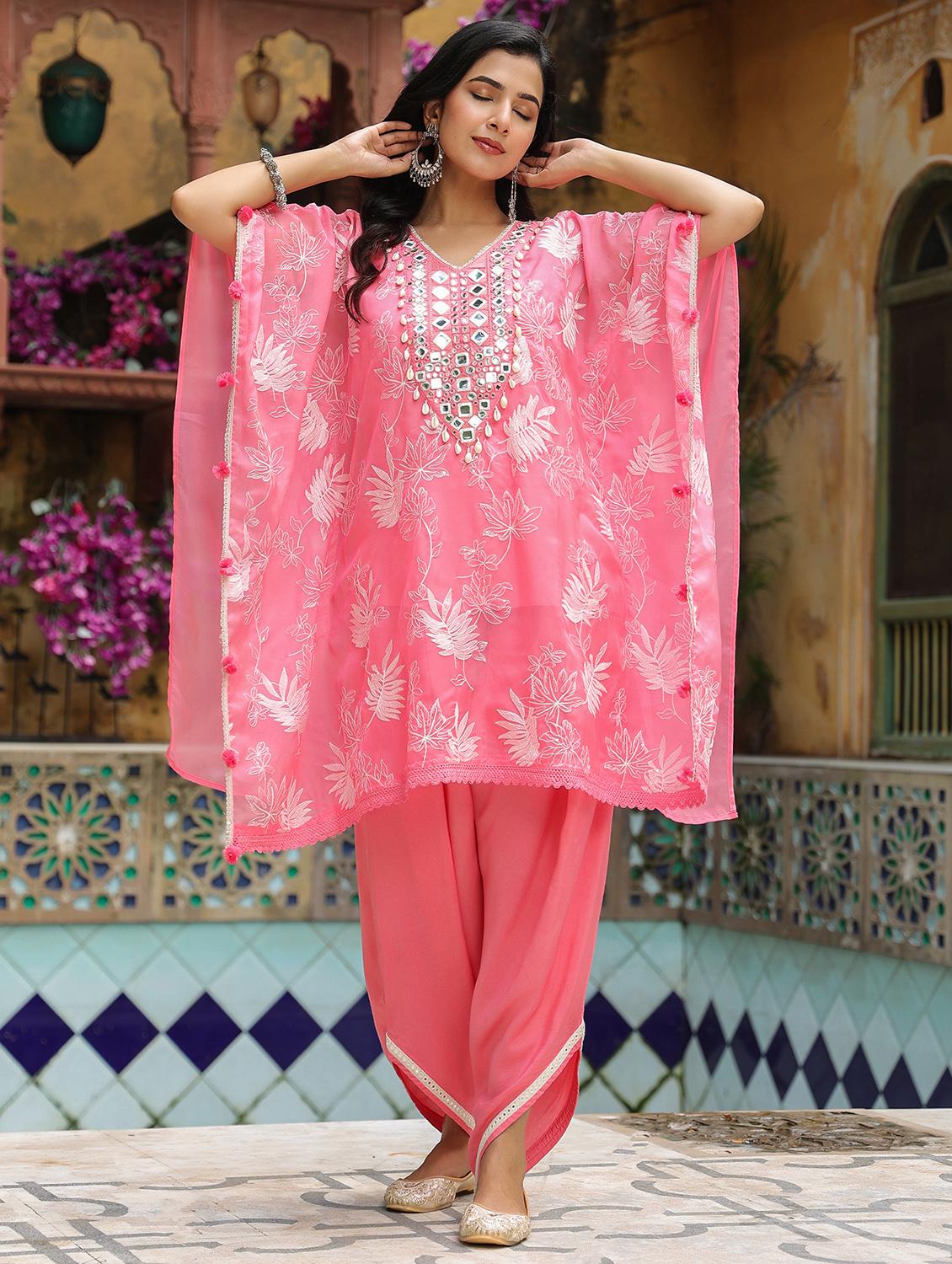 women embroidered kaftan and dhoti set - 22071569 - Standard Image - 5