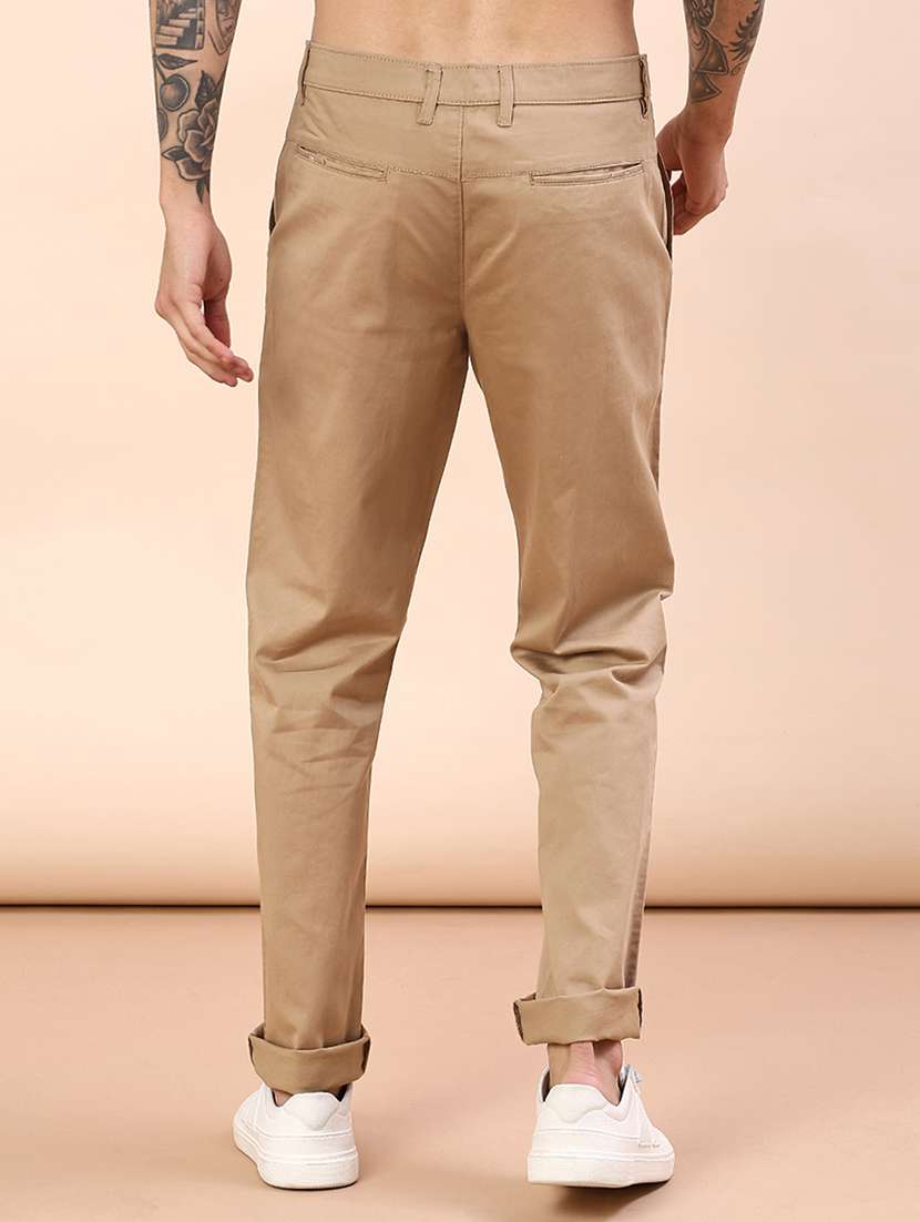 men solid mid rise chinos casual trouser - 22071669 -  Standard Image - 3
