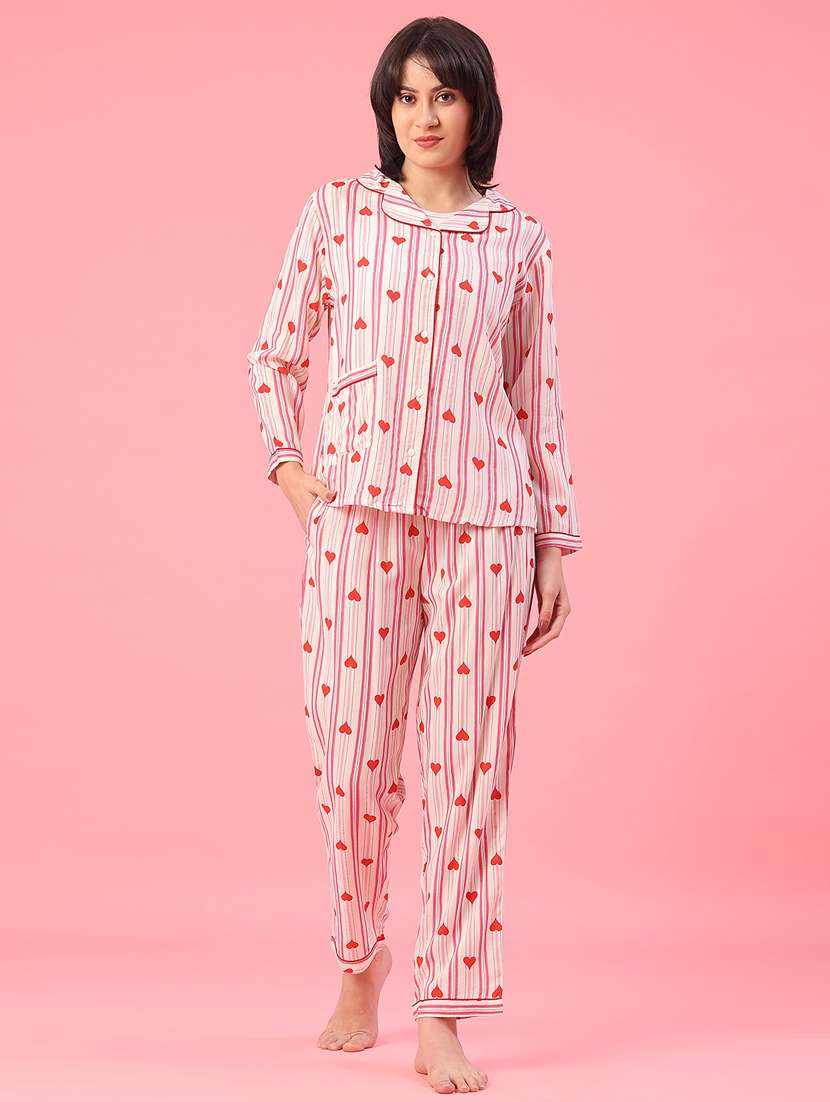 women printed nightwear pyjama set