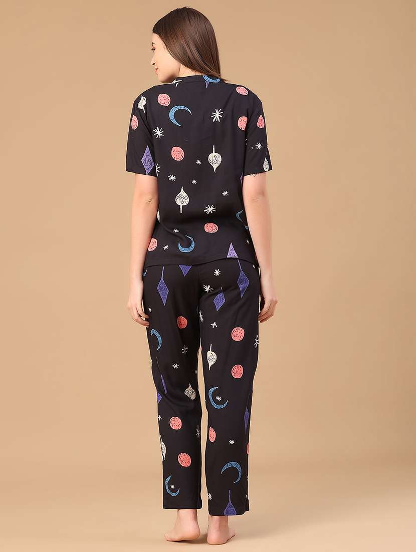 women printed nightwear pyjama set - 22071714 -  Standard Image - 3