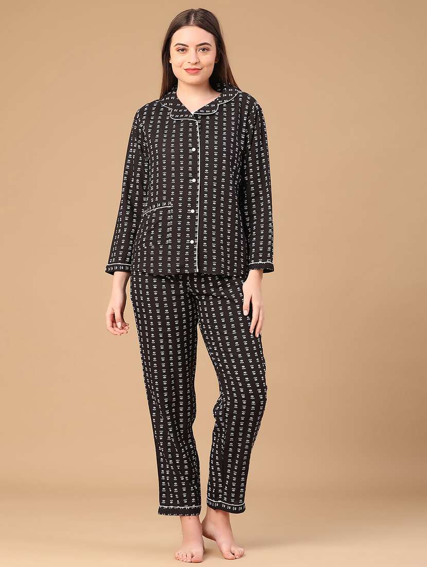 women printed nightwear pyjama set