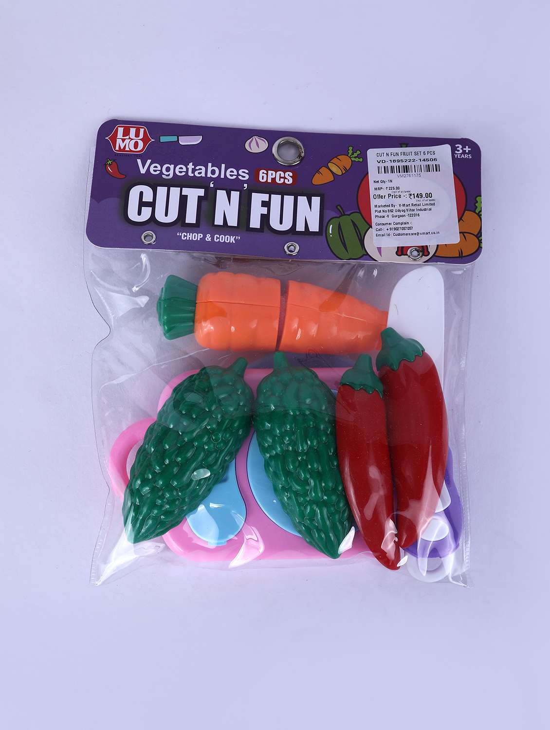 multi color plastic vegetables 6 pieces toy set