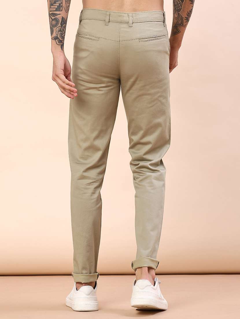 men solid mid rise chinos casual trouser - 22071805 -  Standard Image - 3