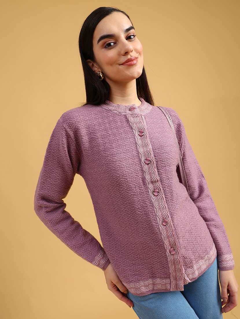 women self designed long sleeve cardigan