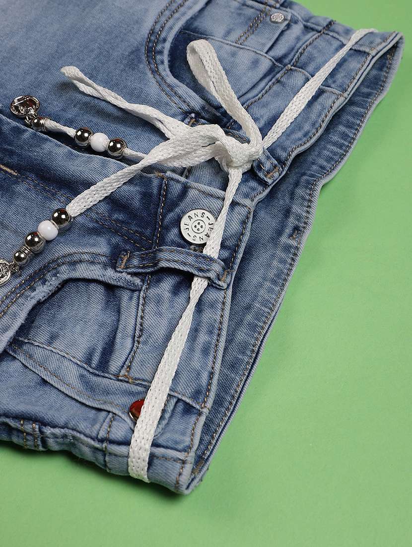 girls washed mid rise straight jeans - 22072020 -  Standard Image - 3