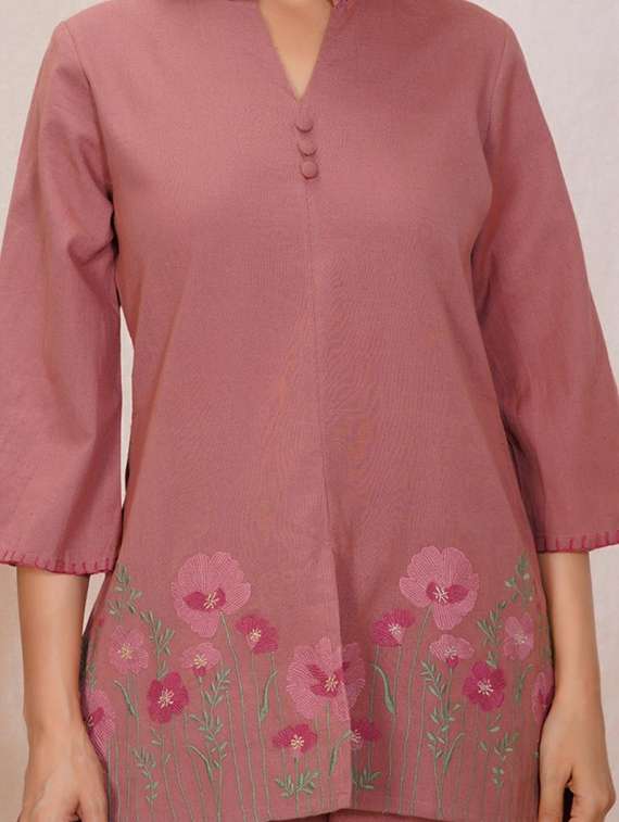 women embroidered three quarter sleeve ethnic co-ord set - 22072034 - Standard Image - 5