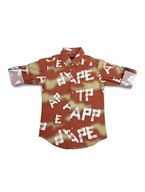 boys printed collared long sleeve shirt - 22072046 - Standard Image - 0