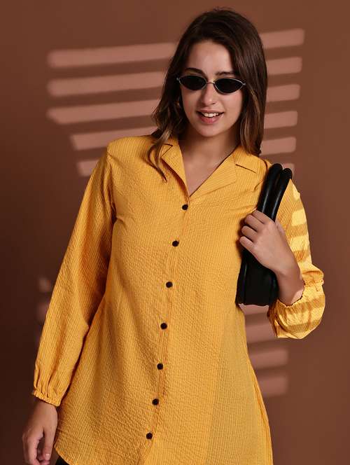 women striped lapel neck long sleeve long shirt - 22072069 -  Standard Image - 0