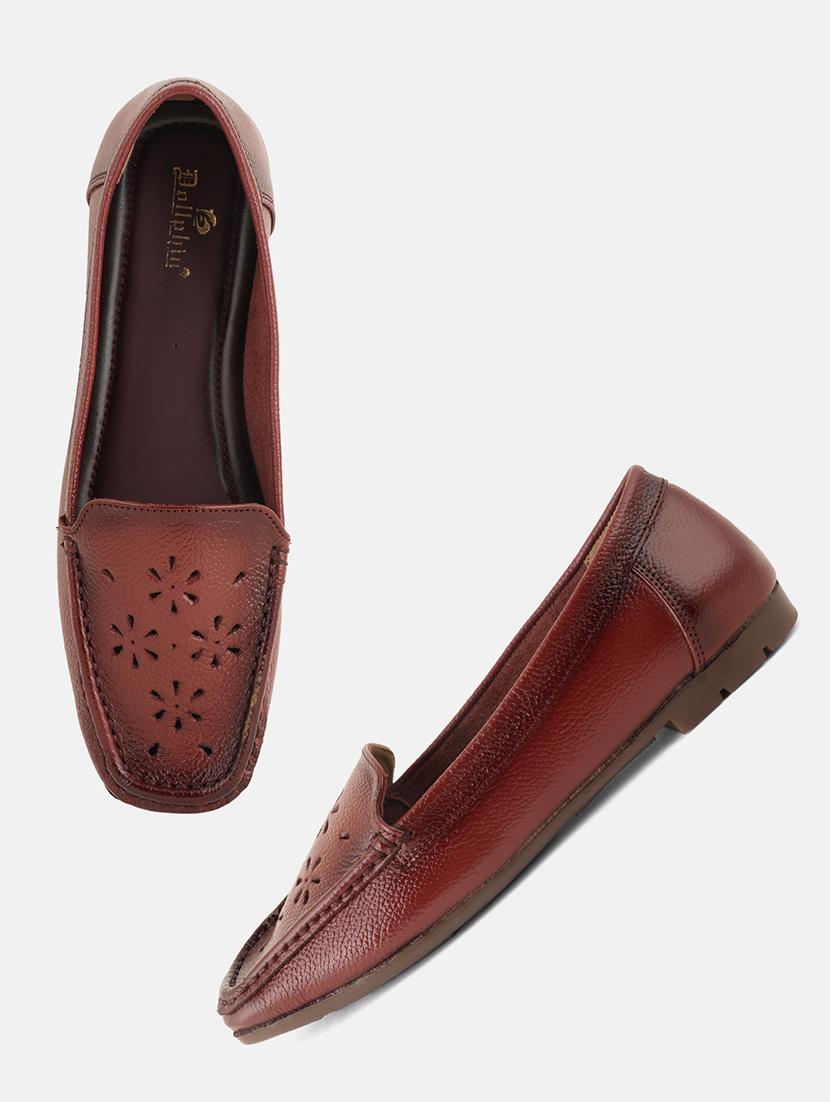 maroon leather ballerina - 22072118 - Standard Image - 5