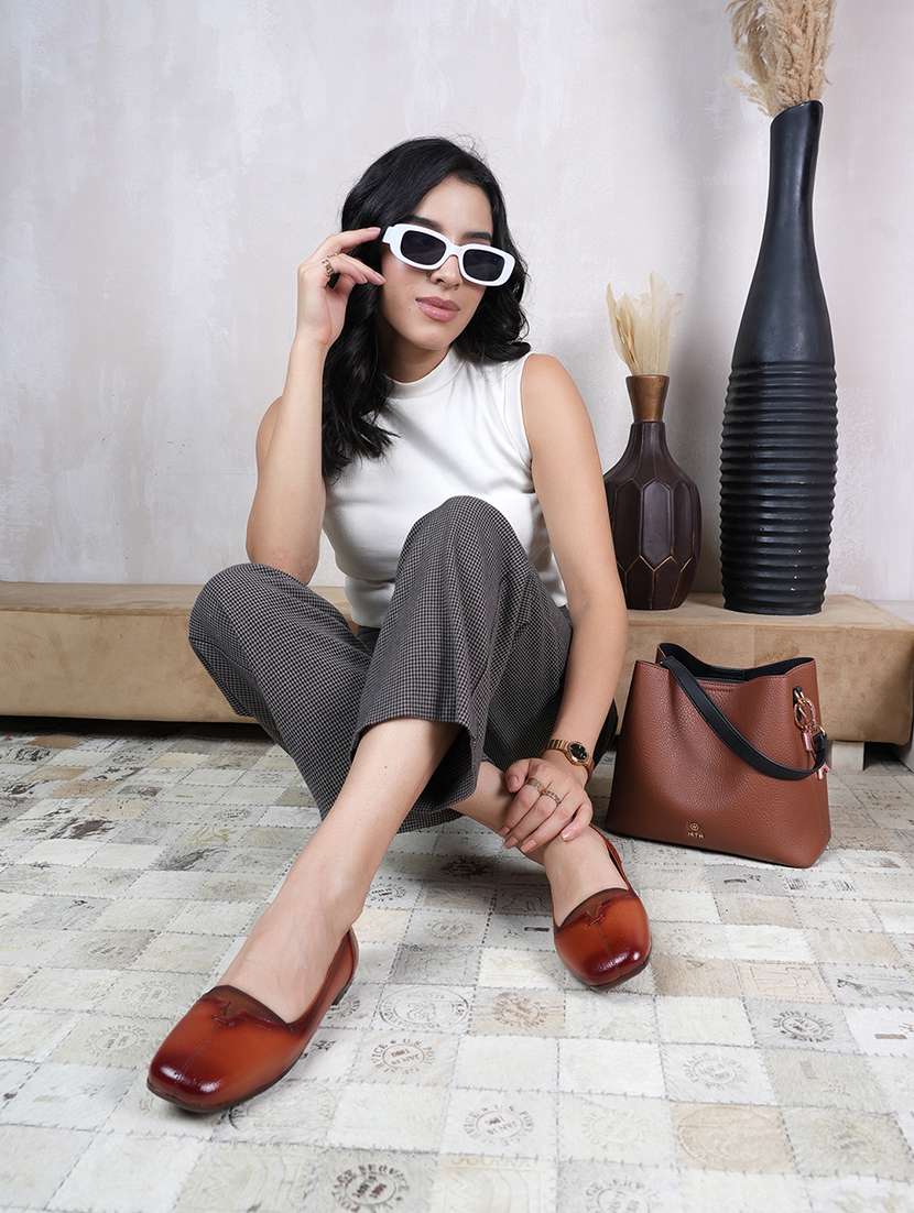 women brown slip on ballerina - 22072119 - Standard Image - 3