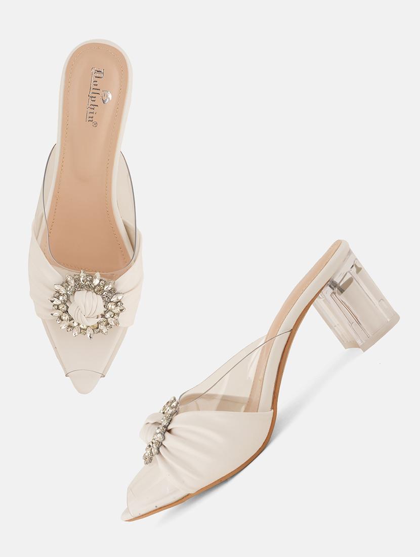 women embellished white slip on sandal - 22072129 - Standard Image - 5