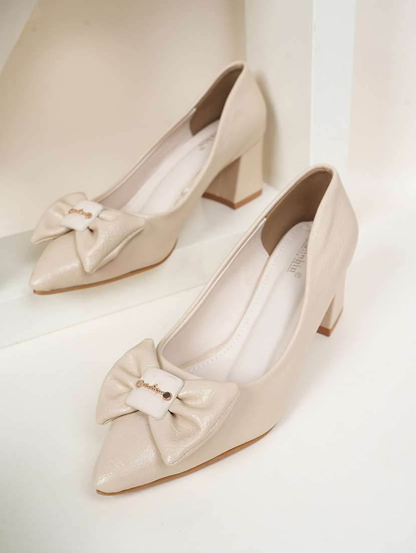 women cream slip on pump