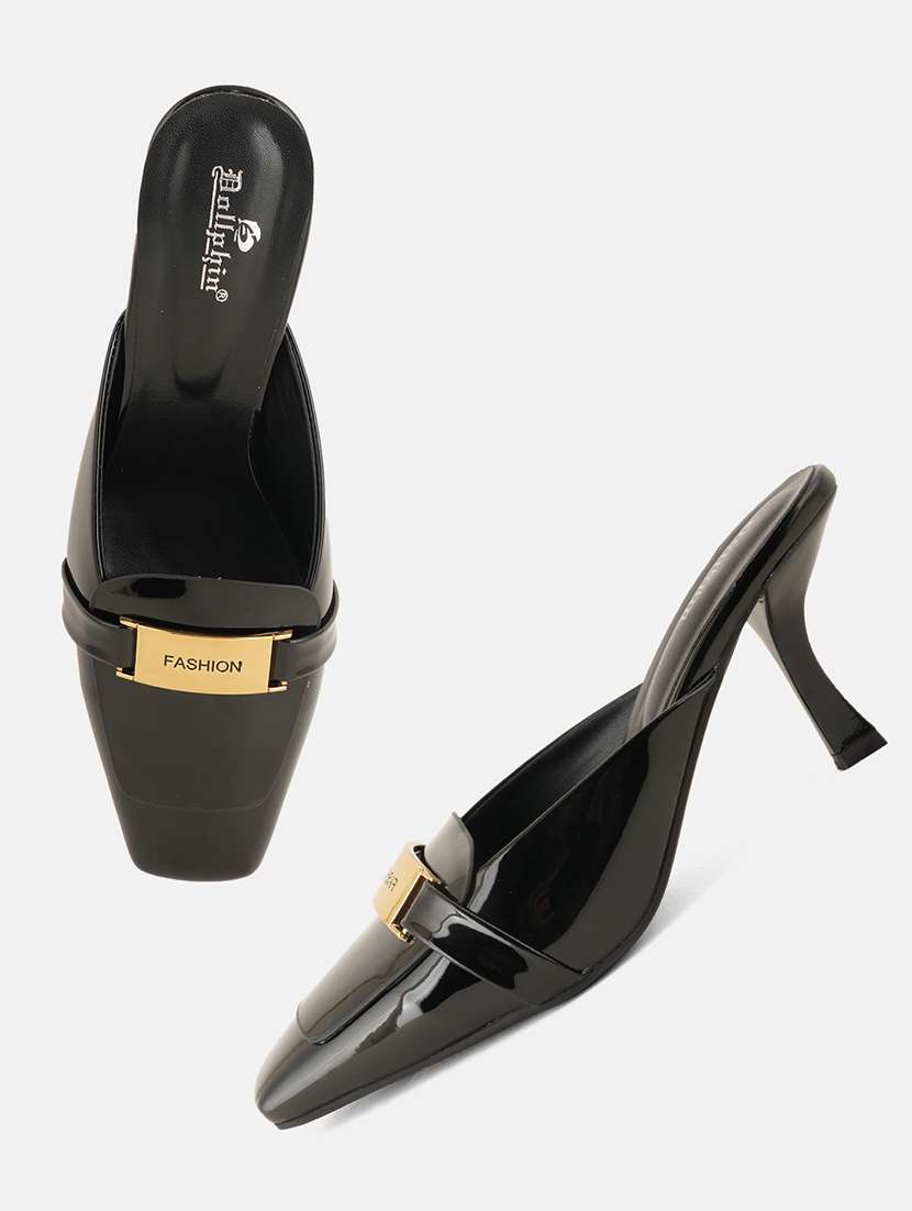 women black solid slip on mule - 22072156 - Standard Image - 5